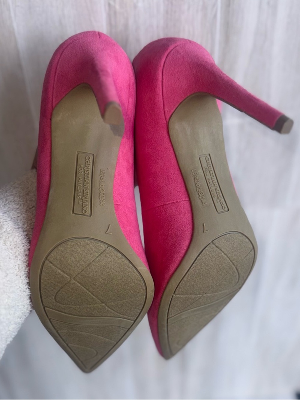 👠 Magenta Pointed-Toe Suede Heels - size 7 -  by Christian Siriano - Picture 6 of 8